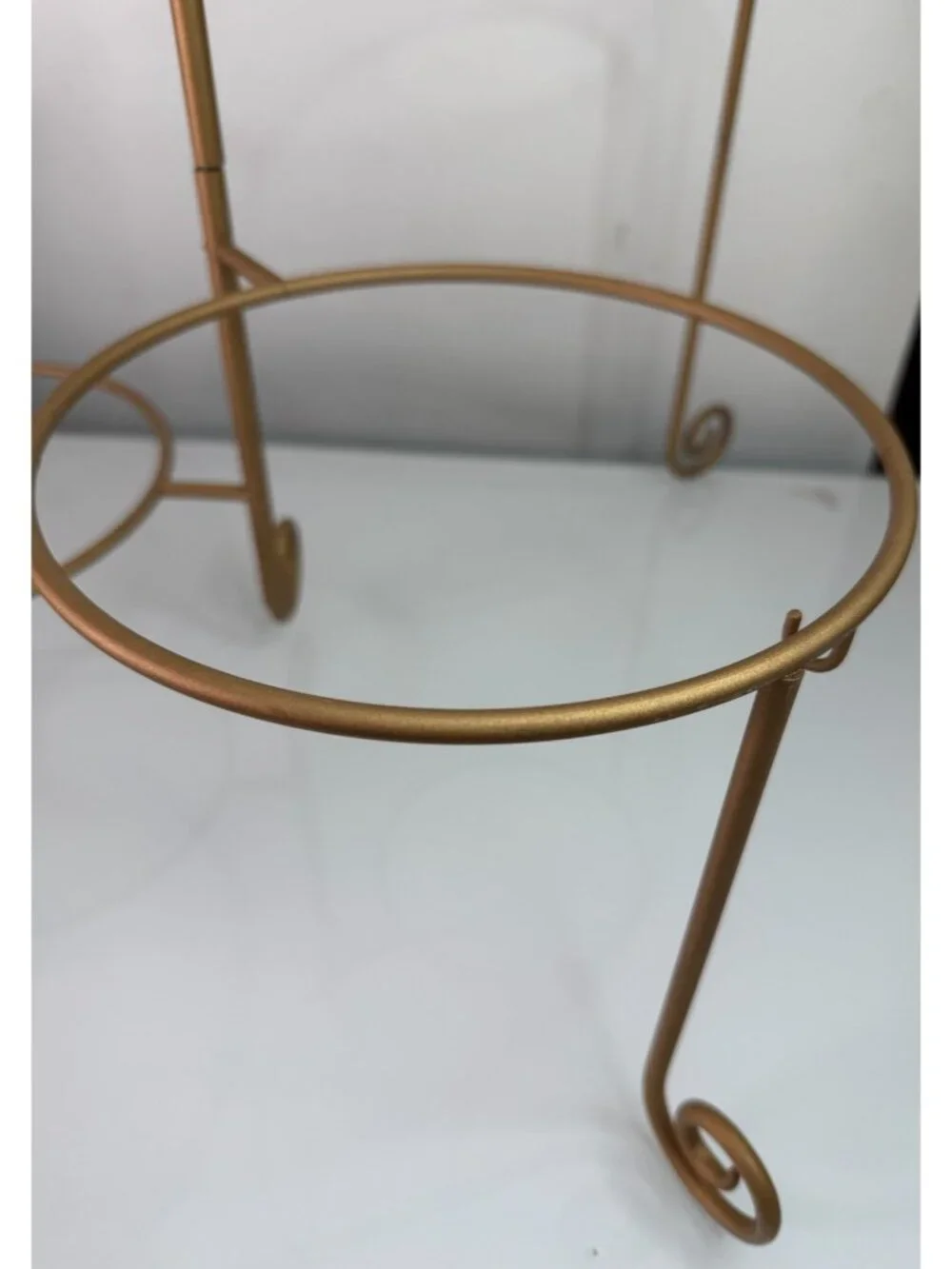 Vintage MCM Moveable Gold Metal 4 Stack Tier Plate Serving Stand Plant Holder - Picture 3 of 9